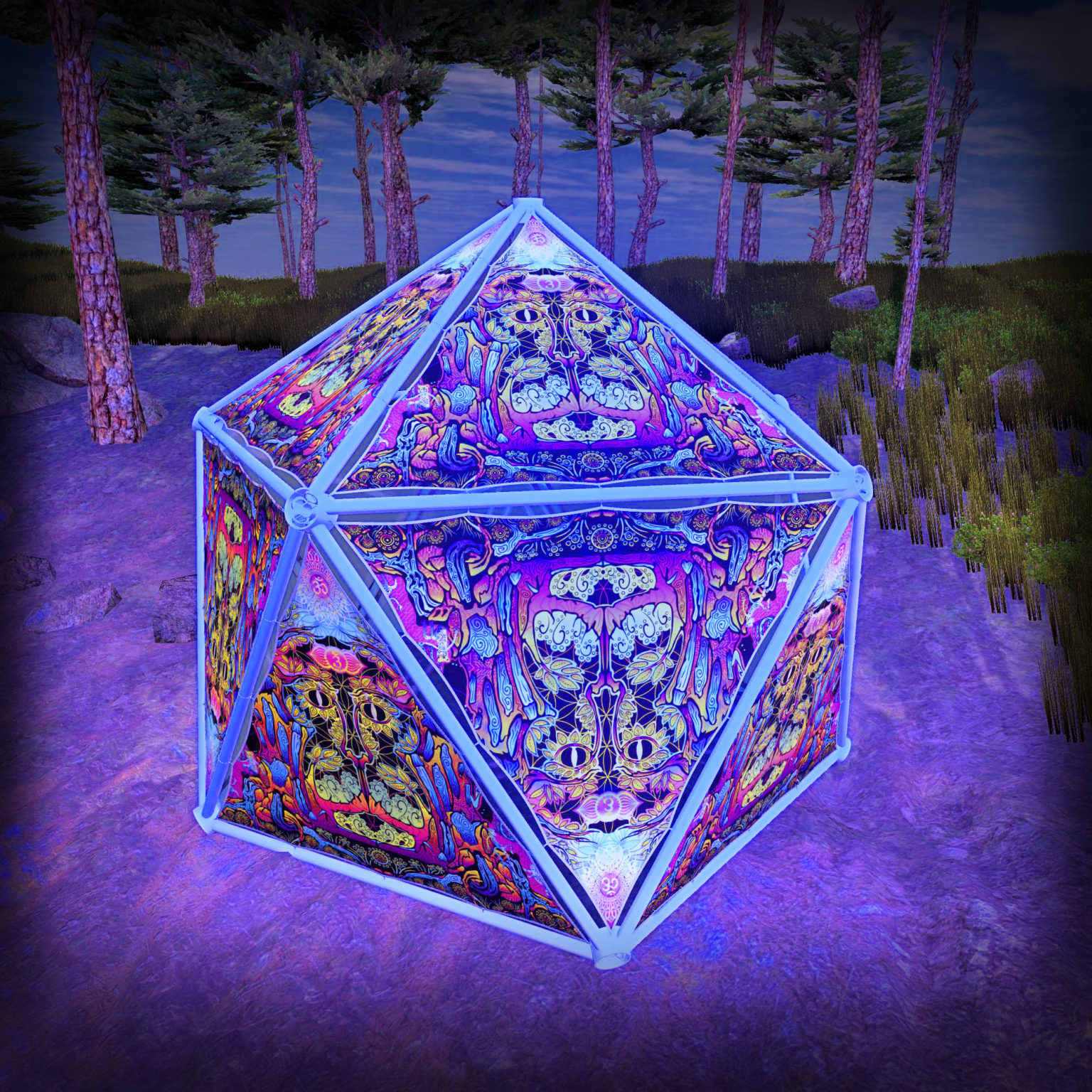 Lord Hanuman UV-Triangles - TR01 - Geodome - UV-Reactive Psychedelic Party Decoration - 3D Preview