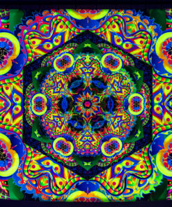 Bali Jungle Mandala Trippy Tapestry UV-Reactive Backdrop