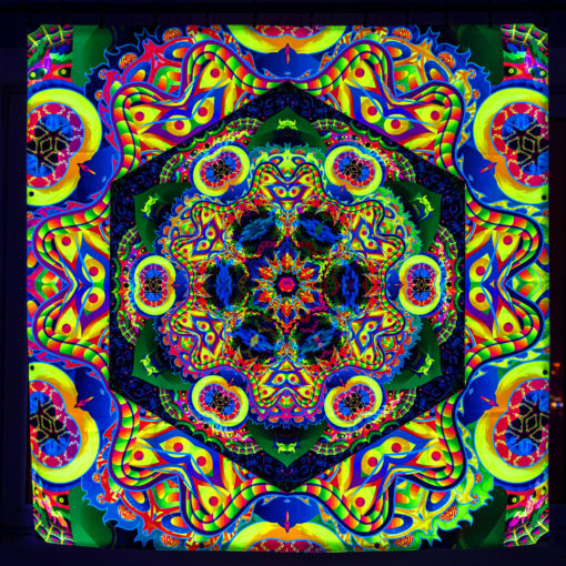 Bali Jungle Mandala Trippy Tapestry UV-Reactive Backdrop