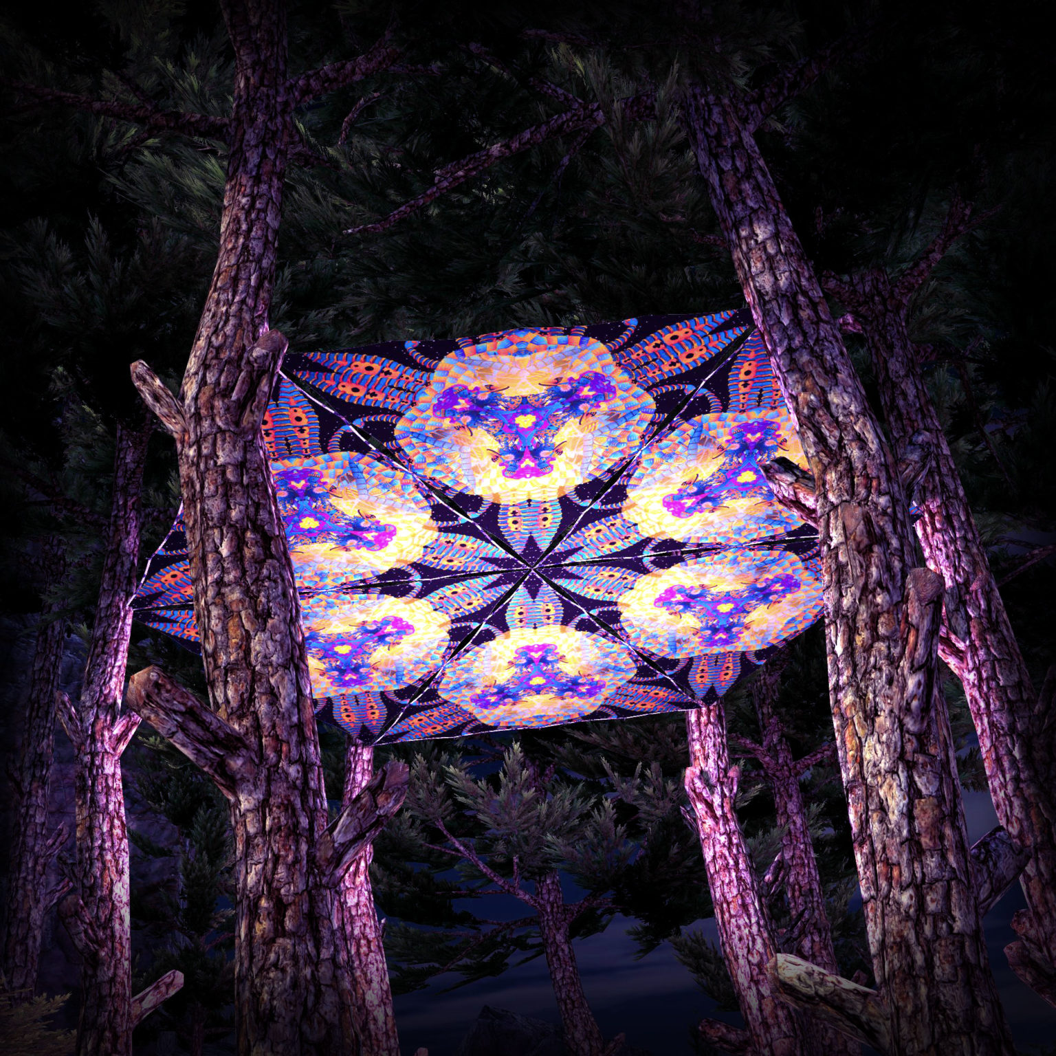 Cyber Venus UV-Triangles - TR01 - 6 Pieces - UV-Reactive Psychedelic Party Decoration - 3D Preview
