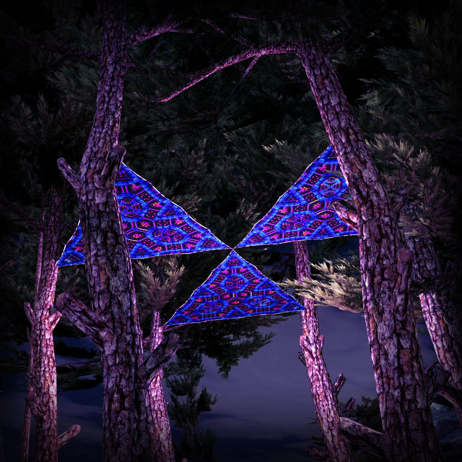 Cyber Venus UV-Triangles - TR03 - 3 Pieces - UV-Reactive Psychedelic Party Decoration - 3D Preview
