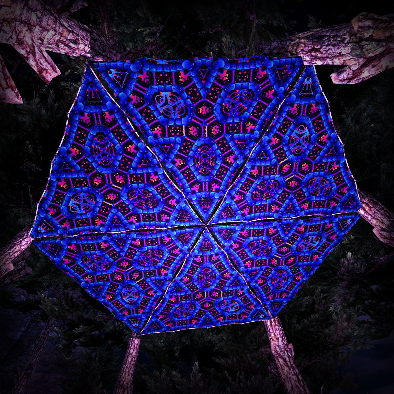 Cyber Venus UV-Triangles - TR03 - 6 Pieces - UV-Reactive Psychedelic Party Decoration - 3D Preview