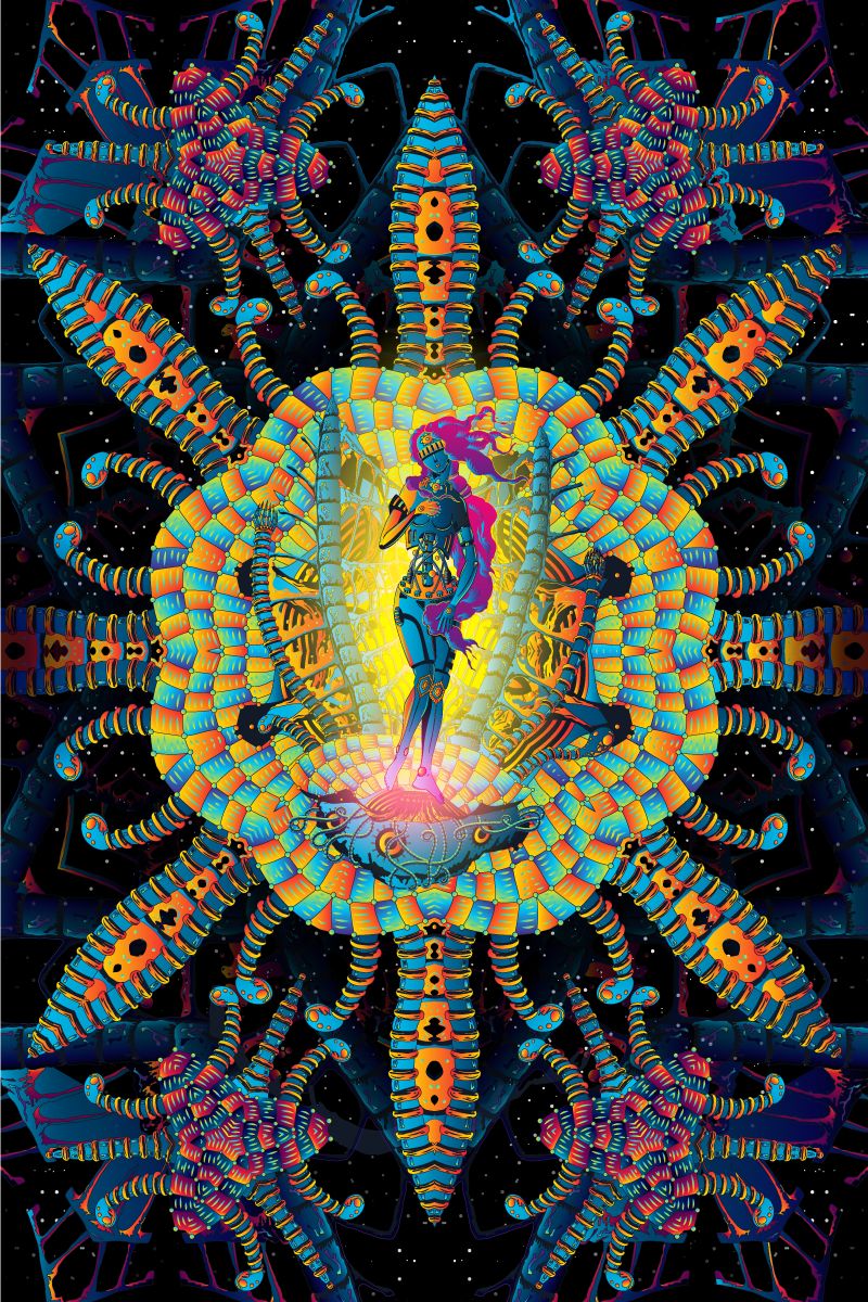 Cyber Venus 2020 - Fluorescent UV-Reactive Backdrop Trippy Tapestry