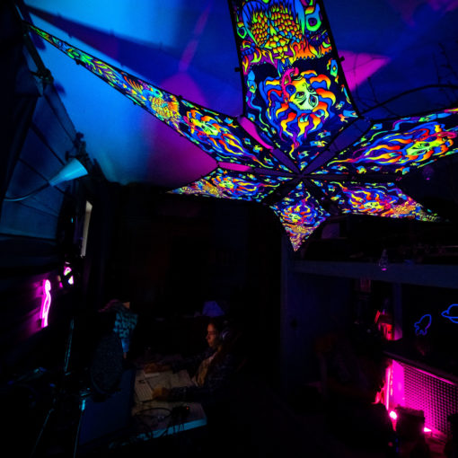 Acid Mother - Psychedelic UV-Reactive Ceiling Decoration Canopy 6 Petals