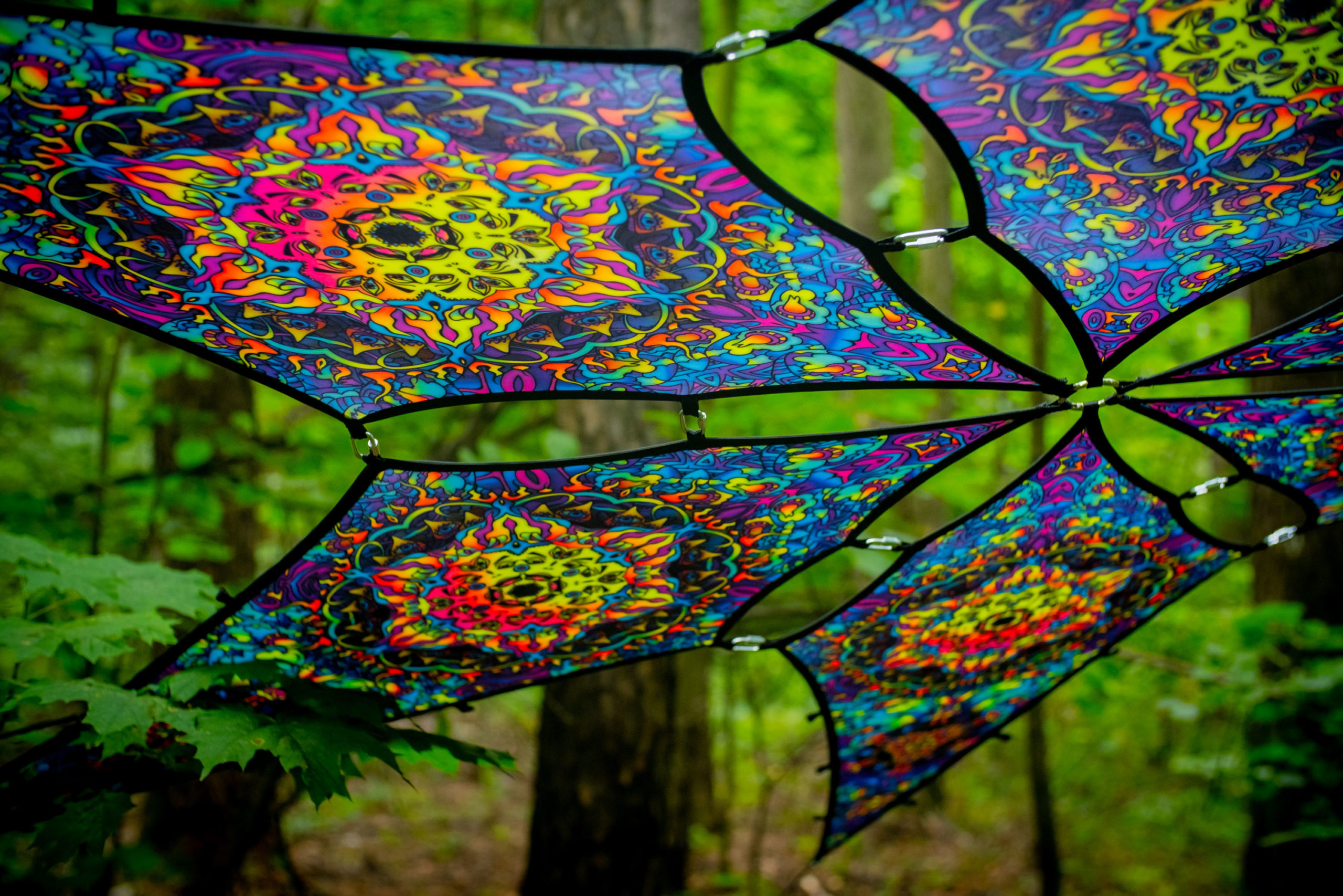 Fire Mushrooms - Psychedelic UV-Reactive Ceiling Decoration Canopy 6 Petals