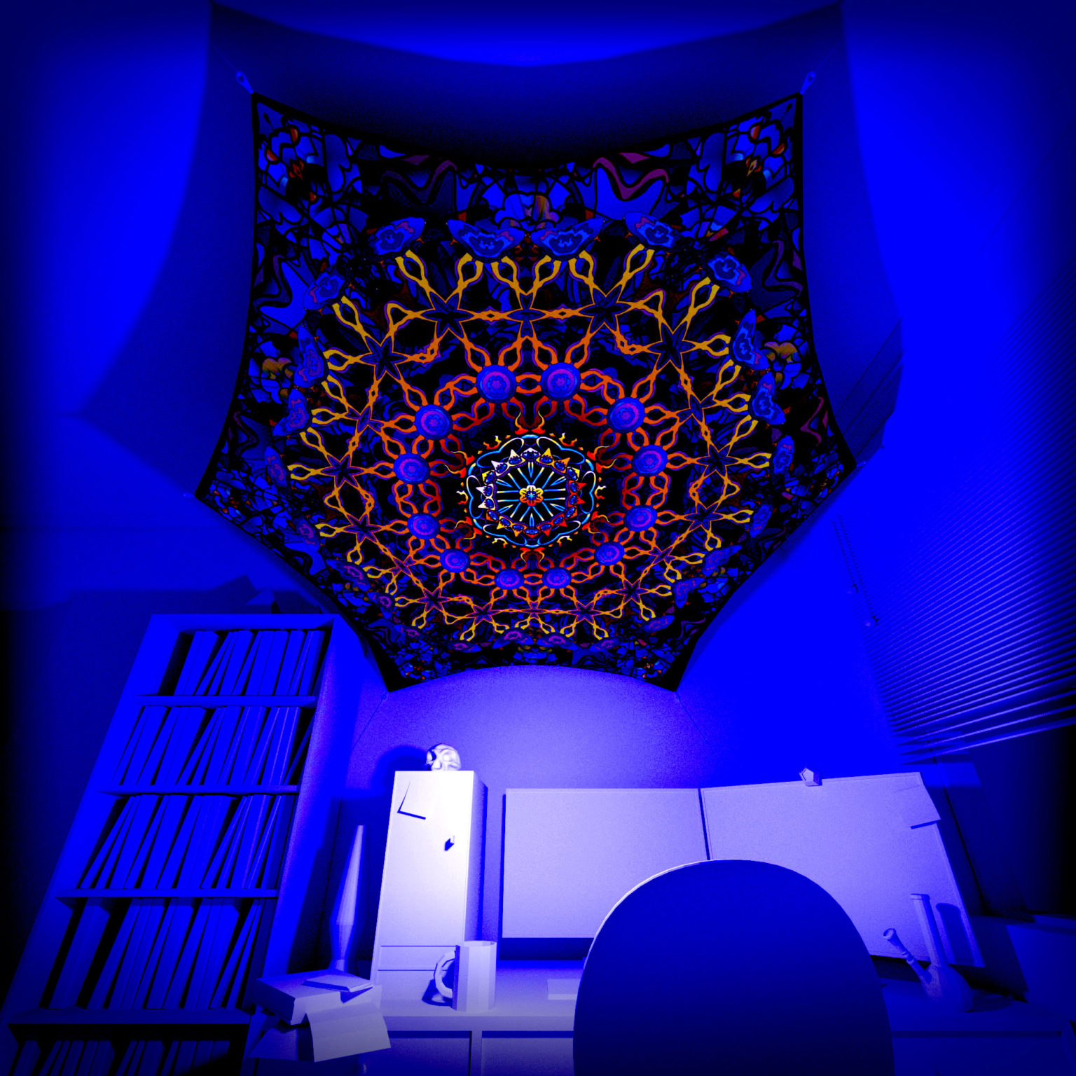 Kali in Acidland - Hexagon HX02 - Psychedelic UV-Reactive Canopy Part - 3D preview