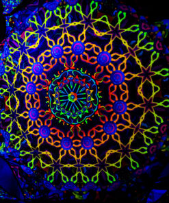 Kali in Acidland - Hexagon HX02 - Psychedelic UV-Reactive Canopy Part - Photo in UV-Light
