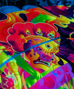 Wrathful Buddha Mandala Psychedelic Fluorescent UV-Reactive Backdrop Tapestry Blacklight Wall Hanging