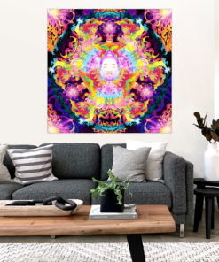 Wrathful Buddha Mandala Psychedelic Fluorescent UV-Reactive Backdrop Tapestry Blacklight Wall Hanging - Interior Preview