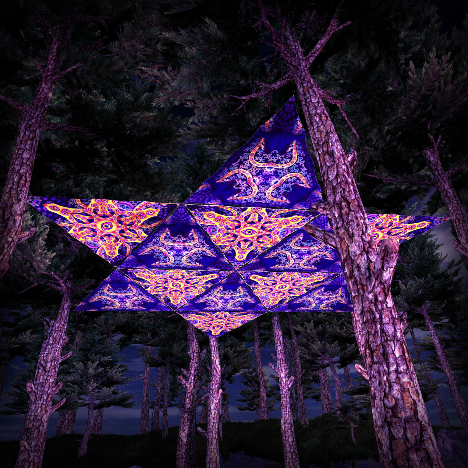 Abracadabra 12 Triangles UV-Reactive Set - Ceiling Decoration - 3D Preview