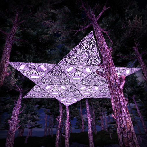 Melting Time Black&White-Triangles - TR01 and TR02 - 12 Pieces - B&W-Reactive Psychedelic Party Decoration - 3D Preview