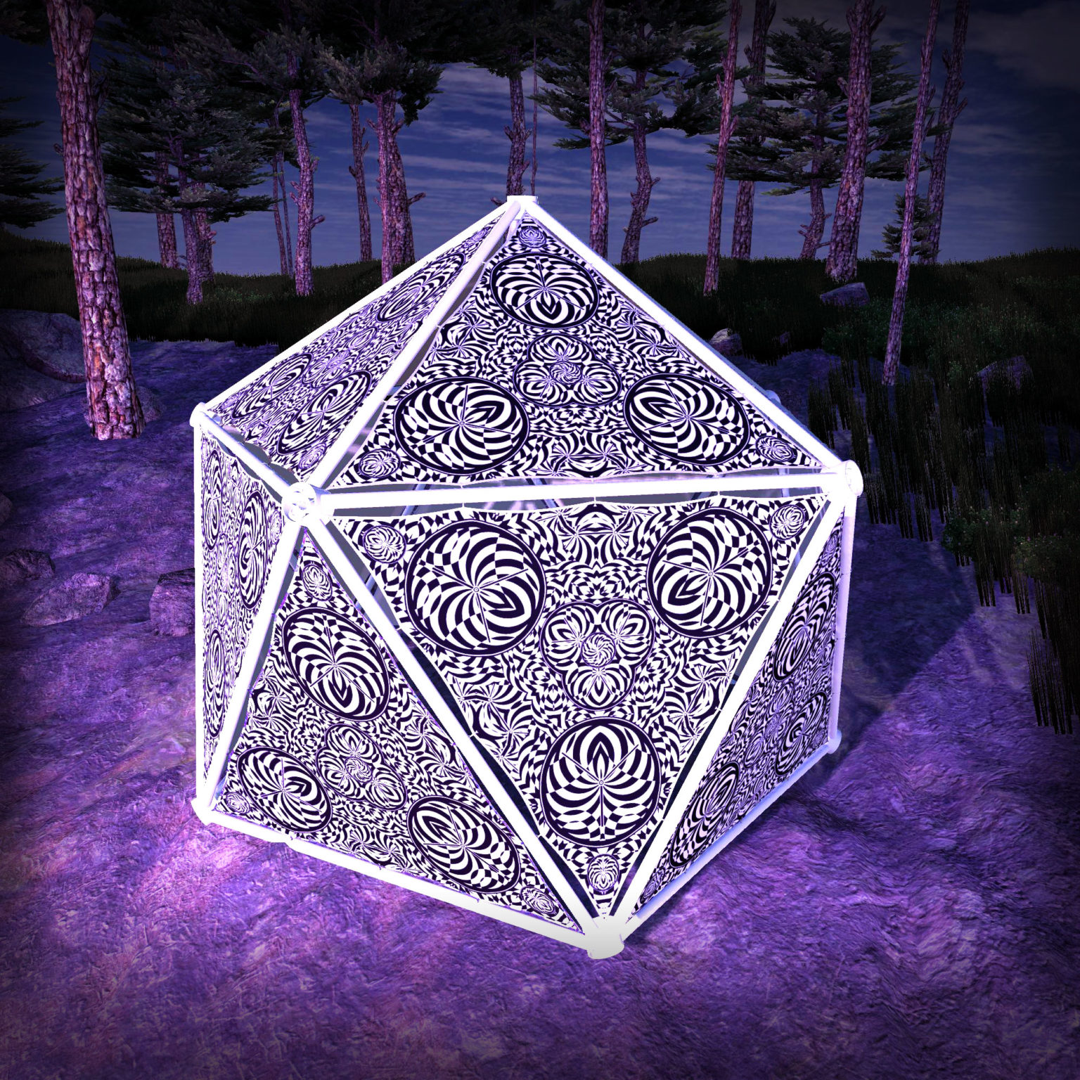 Melting Time Black&White-Triangles - TR02 - Geodome - B&W-Reactive Psychedelic Party Decoration - 3D Preview