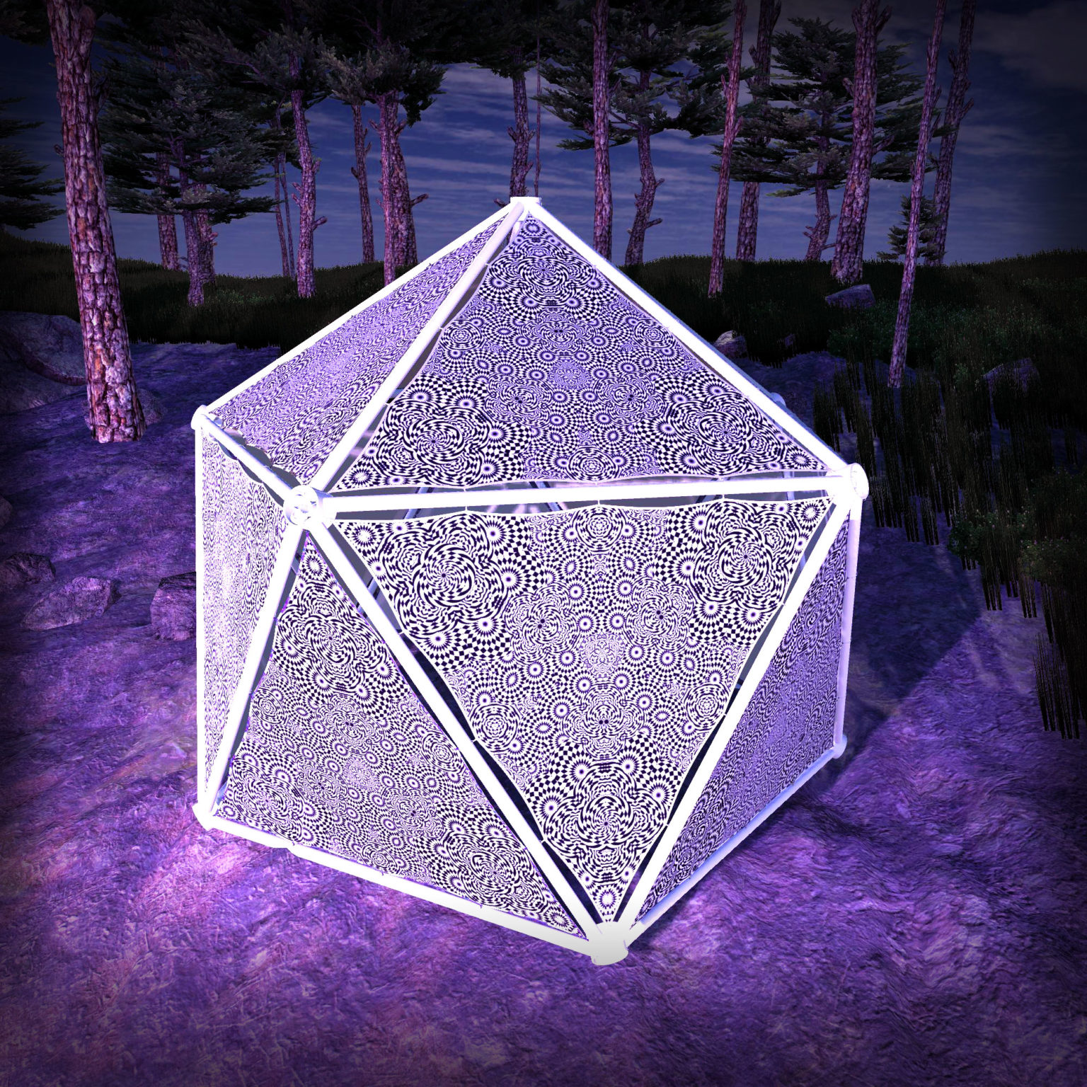 Melting Time Black&White-Triangles - TR03 - Geodome - B&W-Reactive Psychedelic Party Decoration - 3D Preview