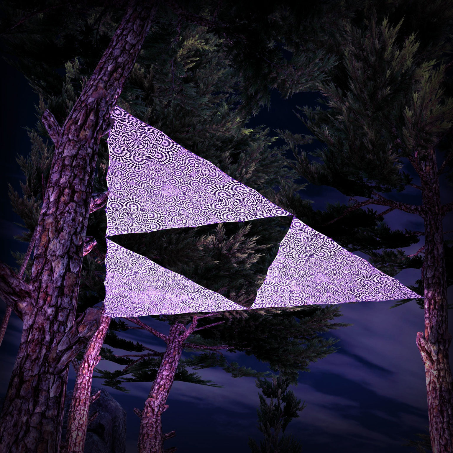 Melting Time Black&White-Triangles - TR03 - 3 Pieces - B&W-Reactive Psychedelic Party Decoration - 3D Preview