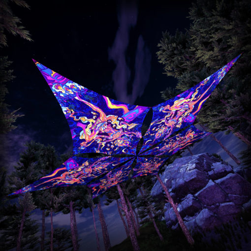 Kali in Acidland - Hexagram DM01 - Psychedelic UV-Canopy - 3D-Preview