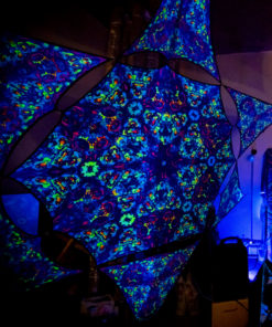 Kali in Acidland Hexagon and 6 Triangles Psychedelic UV-Reactive Canopy Set-03 - Stretchable Print on Lycra