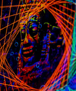 Golden Buddha Temple - UV-Tapestry with String Art - Closeup