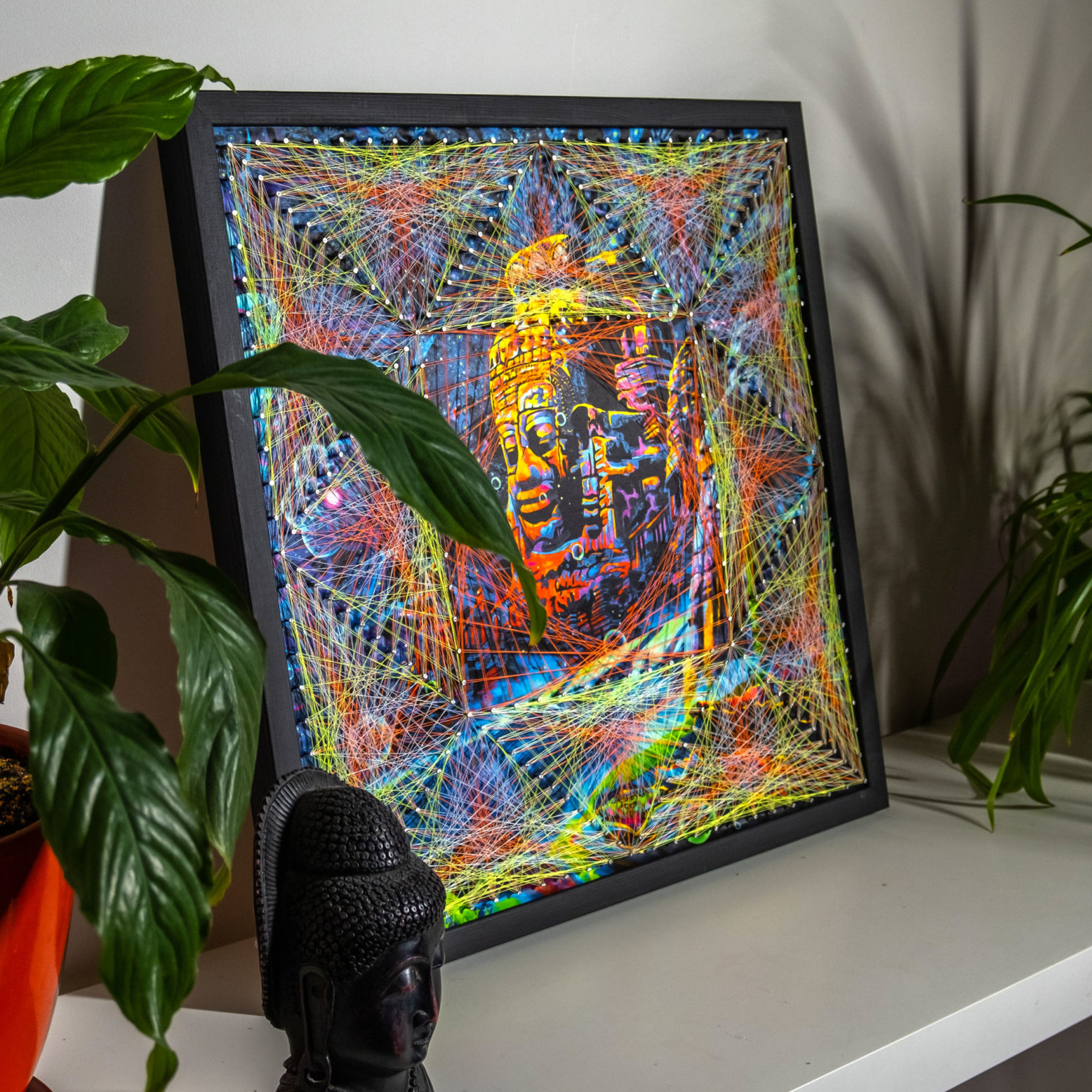 Golden Buddha Temple - UV-Tapestry with String Art - Daylight