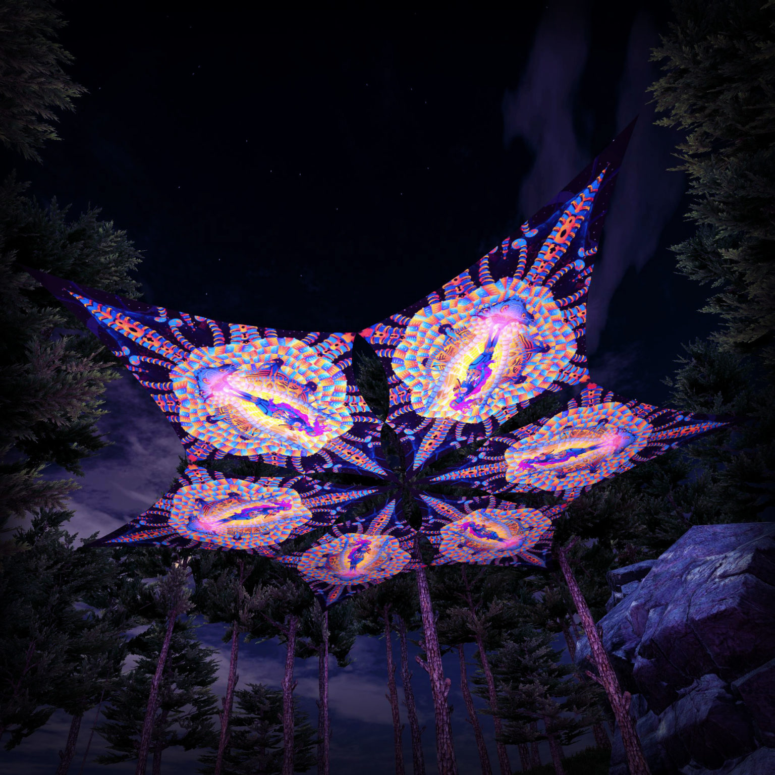 Cyber Venus - Hexagram DM01 - Psychedelic UV-Canopy - 3D-Preview