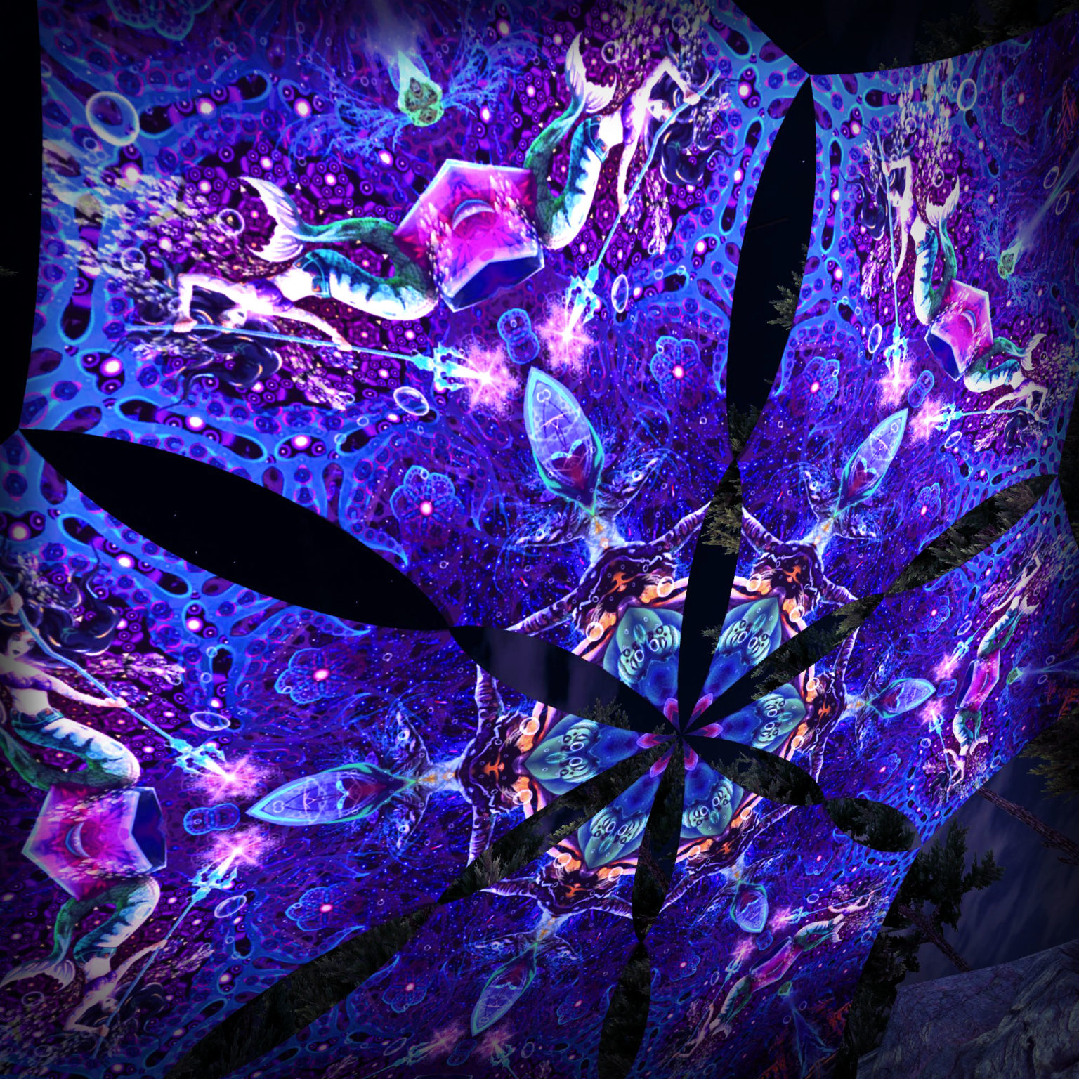 Epic Underwater Kingdom - Hexagram EUK-DM01 - Psychedelic UV-Canopy - 3D-Preview