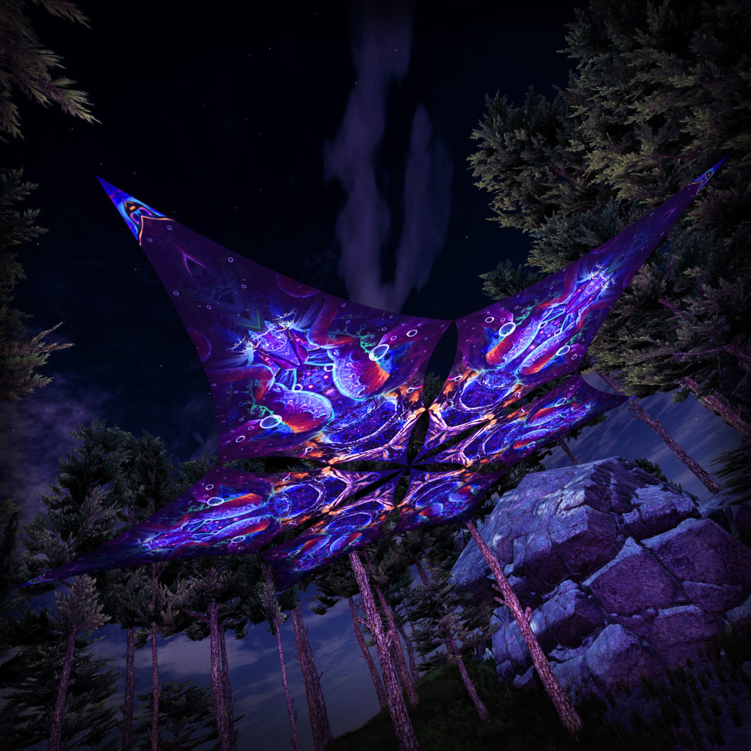 Epic Underwater Kingdom - Hexagram EUK-DM03 - Psychedelic UV-Canopy - 3D-Preview