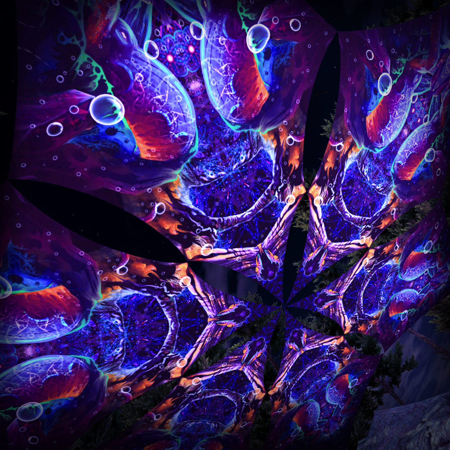 Epic Underwater Kingdom - Hexagram EUK-DM03 - Psychedelic UV-Canopy - 3D-Preview