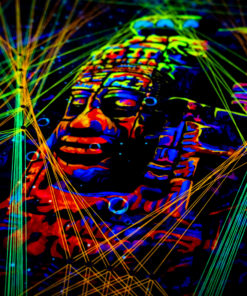 Golden Buddha Temple - UV-Tapestry with String Art V.2 - UV-Light