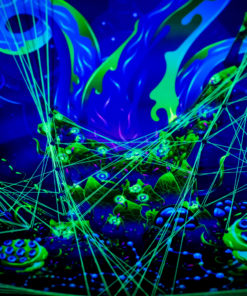 Alien Cave - UV-Tapestry with String Art - UV-Light