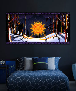 Winter Tale - Psychedelic UV-Reactive Trippy Tapestry Wall Decoration - Interior Preview