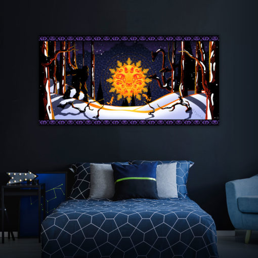 Winter Tale - Psychedelic UV-Reactive Trippy Tapestry Wall Decoration - Interior Preview
