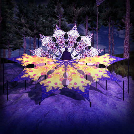 Winter Tale "Fire Fox & Snow Fox" Psychedelic UV-Reactive DJ-Stage 12 UV-Petals Set - 3D-Preview
