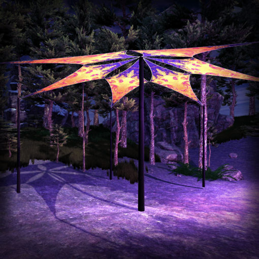 Fire Fox - Psychedelic UV-Reactive Ceiling Decoration Canopy 6 Petals - 3D-Preview