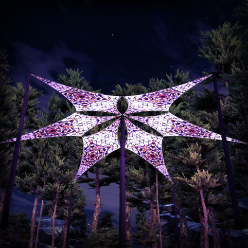 Snow Fox - Psychedelic UV-Reactive Ceiling Decoration Canopy 6 Petals - 3D-Preview