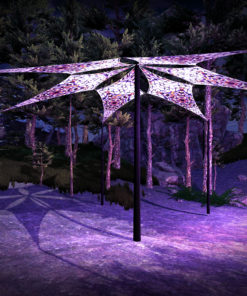 Snow Fox - Psychedelic UV-Reactive Ceiling Decoration Canopy 6 Petals - 3D-Preview