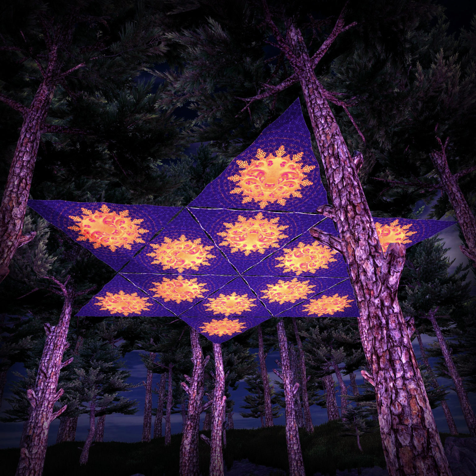 Winter Tale UV-Triangles WT-TR01 - 12 Pieces - UV-Reactive Psychedelic Party Decoration - 3D Preview