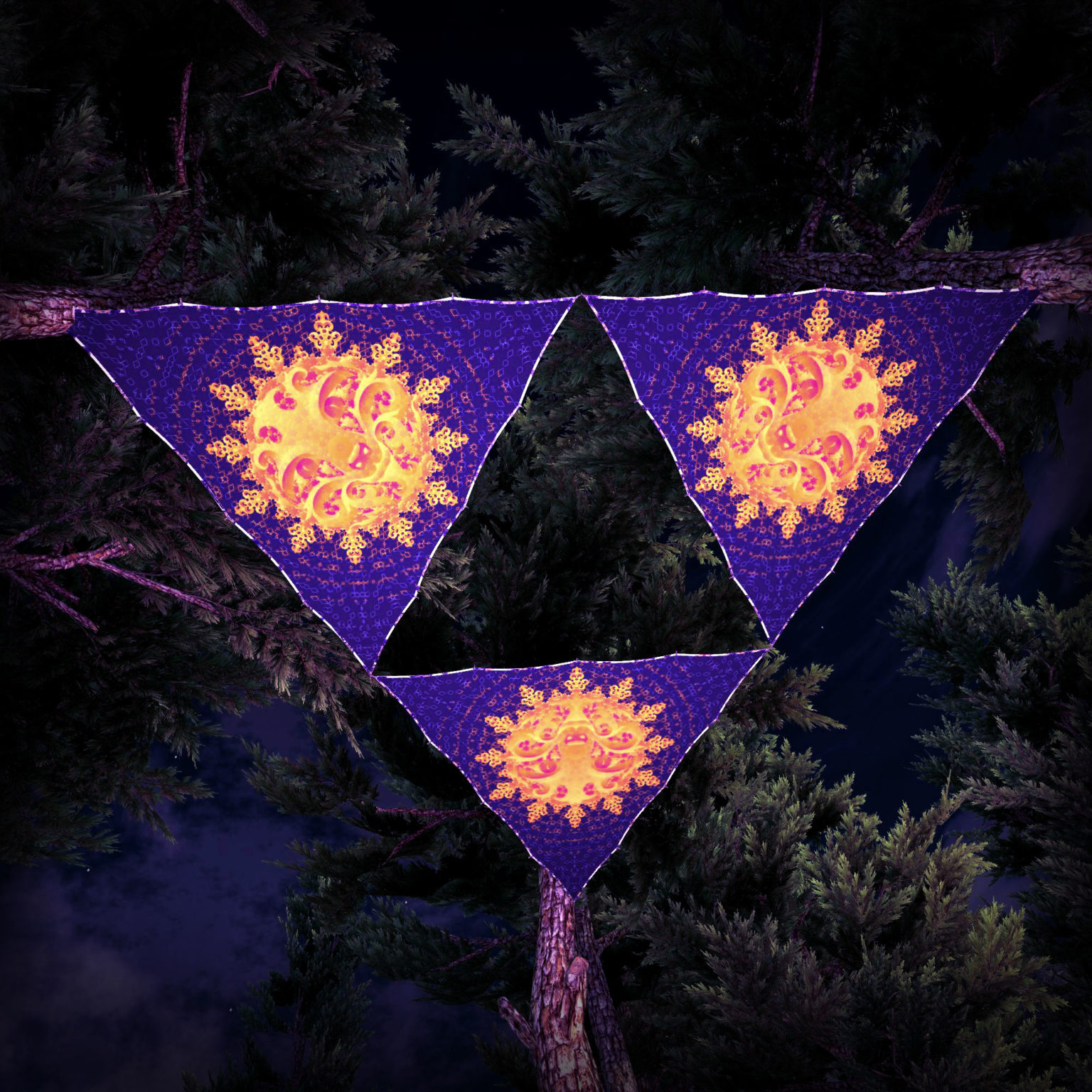 Winter Tale UV-Triangles WT-TR01 - 3 Pieces - UV-Reactive Psychedelic Party Decoration - 3D Preview