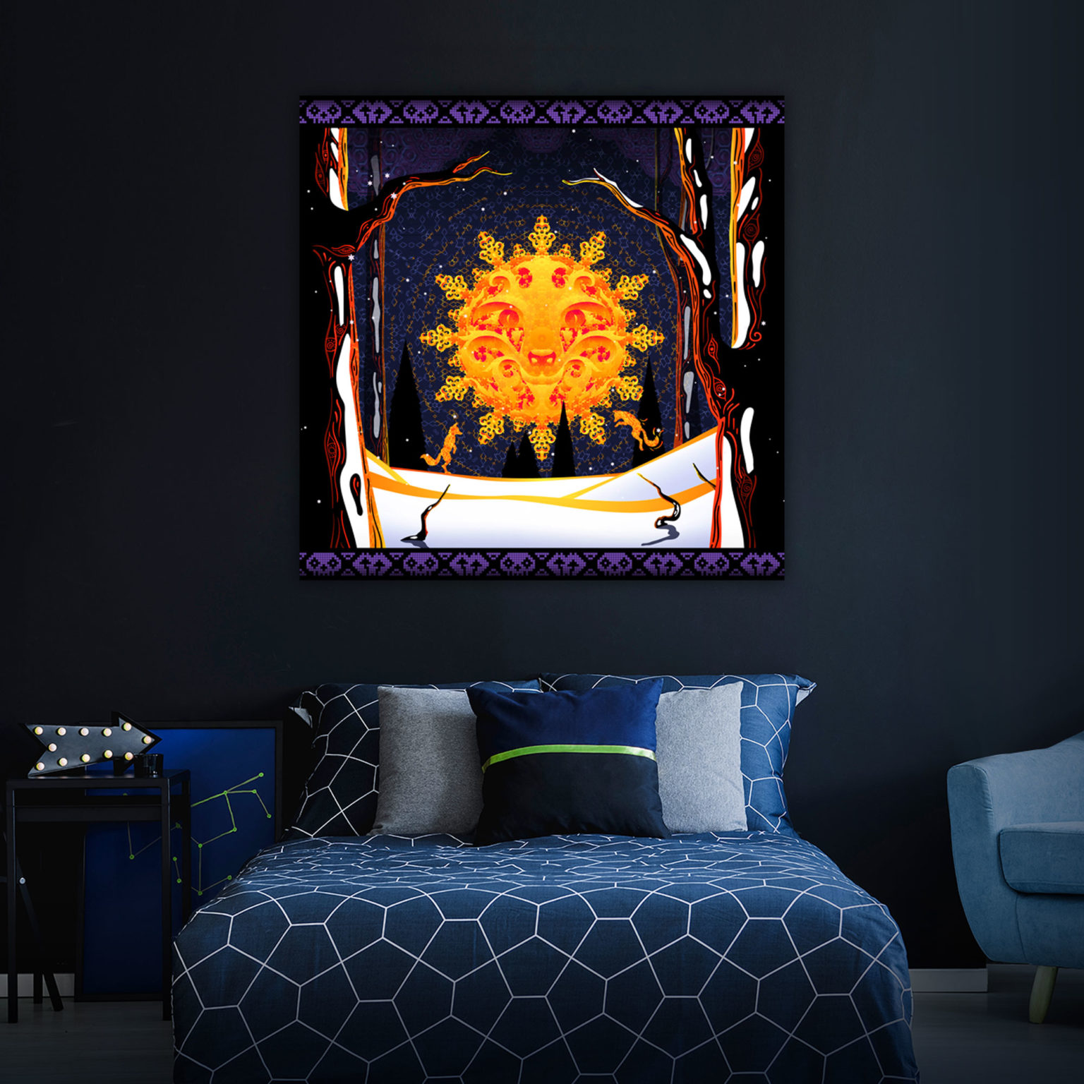 Winter Solstice - Psychedelic UV-Reactive Trippy Tapestry Wall Decoration