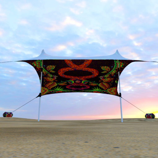Jungle Snakes Sunshade – Psychedelic UV-Reactive Camping Tent - 3D-Preview