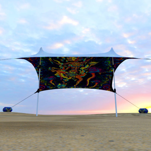 Kali in Acidland - Sunshade – Psychedelic UV-Reactive Camping Tent - 3D-Preview