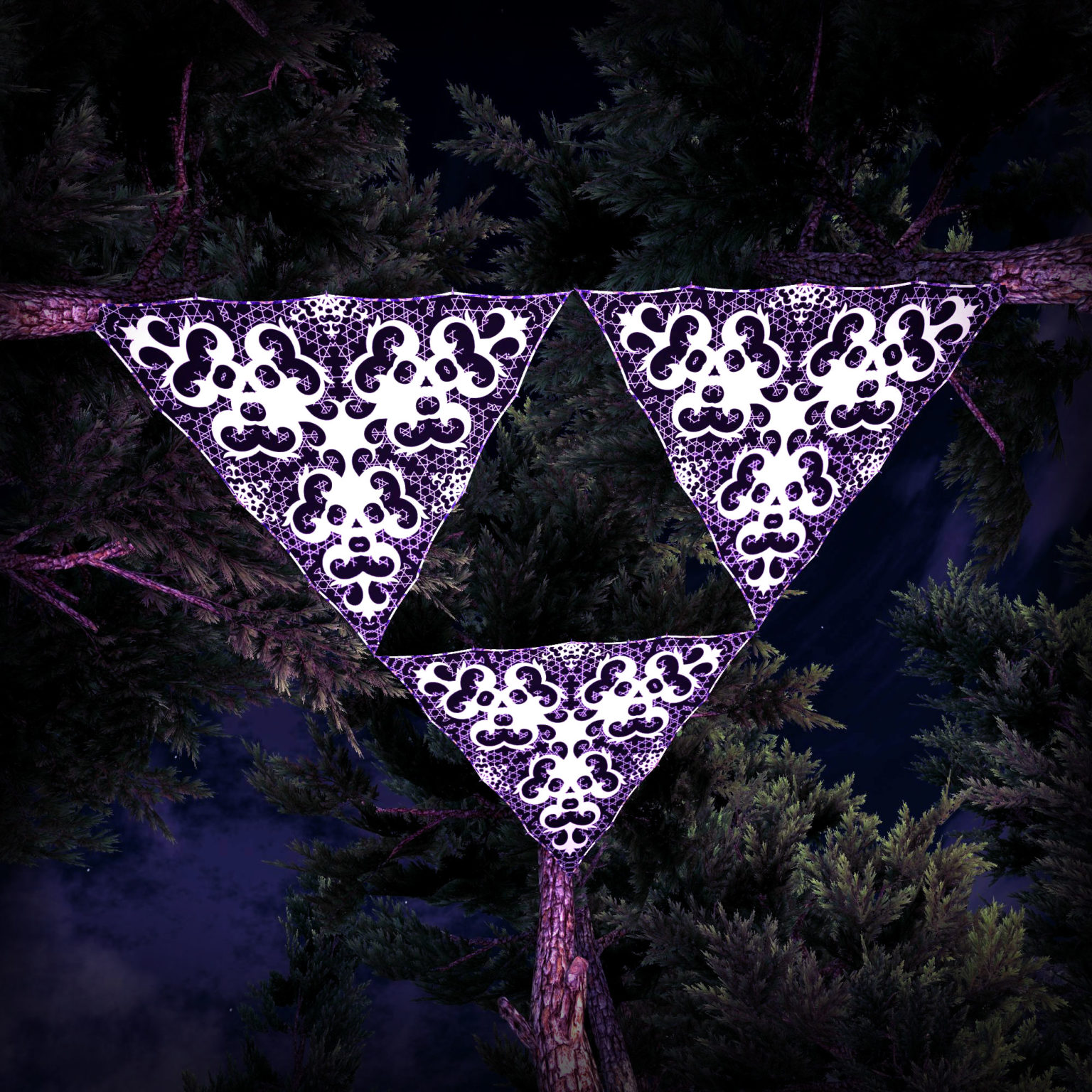 Winter Tale - WT-BW-TR01 - Psychedelic Black&White Ceiling Decoration Canopy 3 Triangles - 3D-Preview