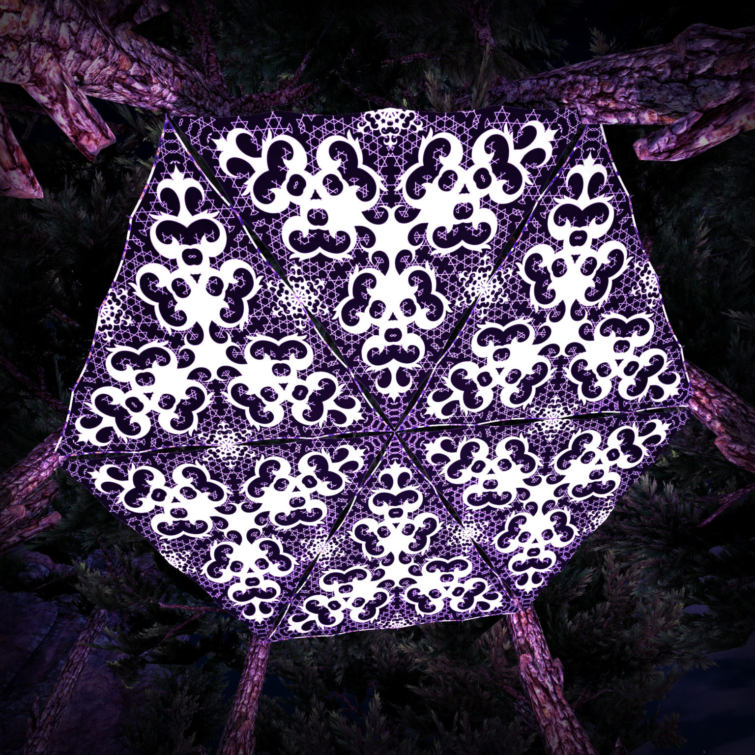 Winter Tale - WT-BW-TR01 - Psychedelic Black&White Ceiling Decoration Canopy 6 Triangles - 3D-Preview