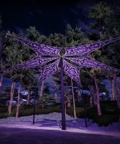 Black Dragons - Psychedelic UV-Reactive Ceiling Decoration Canopy 6 Petals - 3D-Preview