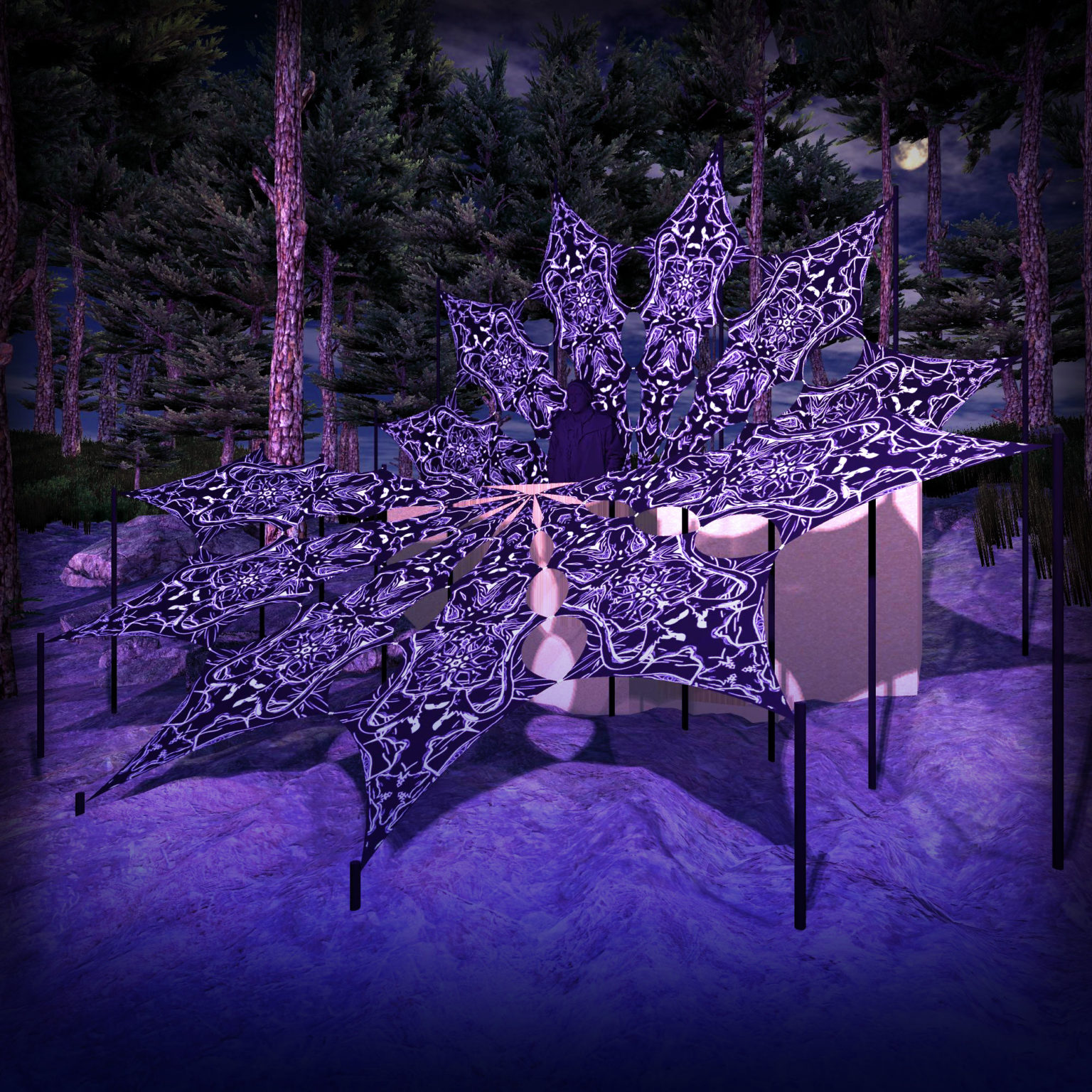 Winter Tale - Black Dragons - Psychedelic Black&White DJ-Stage - 12 petals set - 3D-Preview