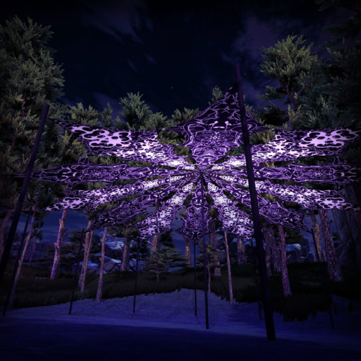 Winter Tale - Chilly Night & Black Dragons - Psychedelic Black&White Canopy - 12 petals set - 3D-Preview