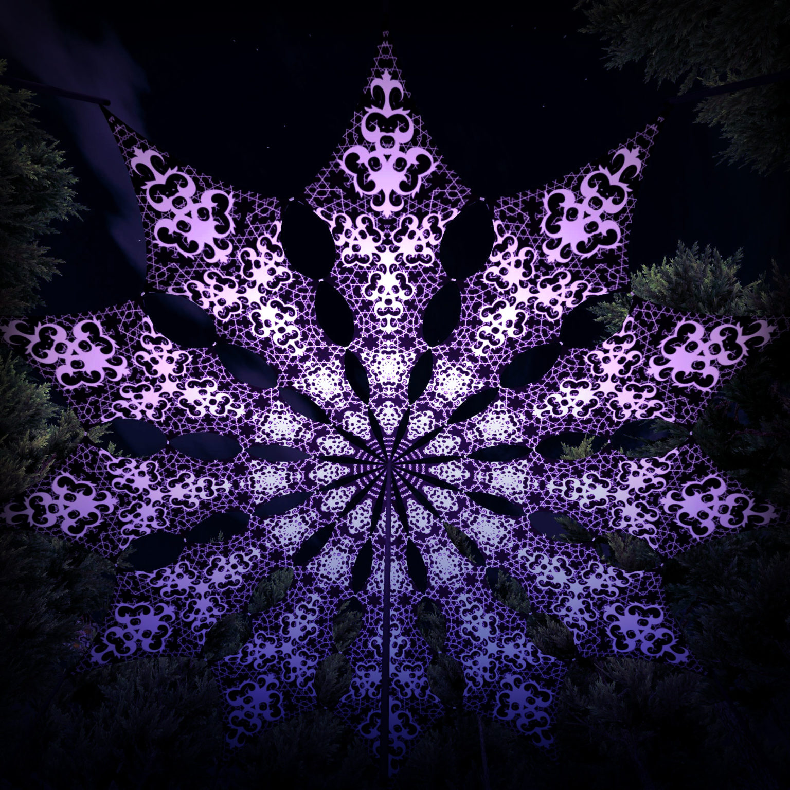 Winter Tale - Chilly Night - Psychedelic Black&White Canopy - 12 petals set - 3D-Preview
