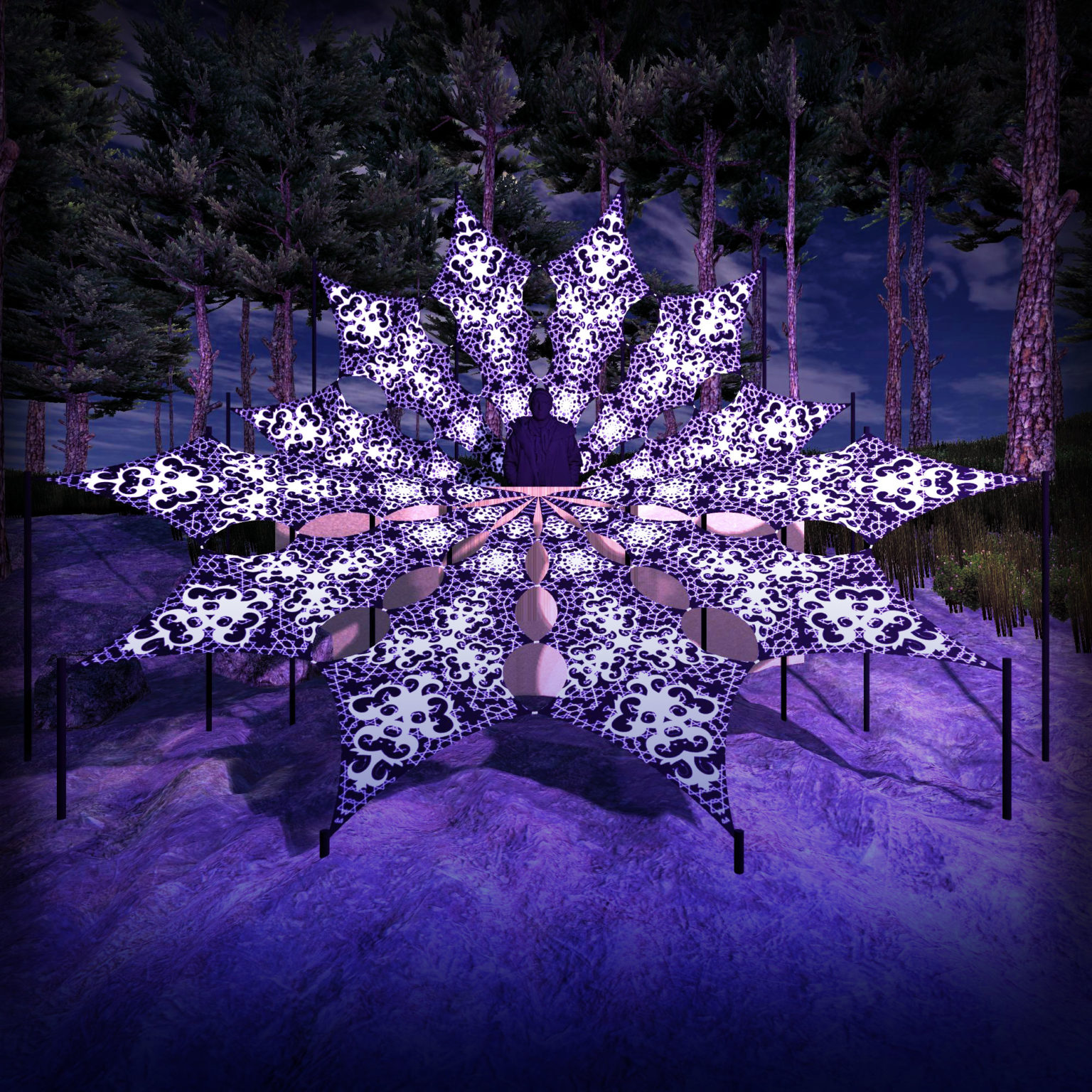 Winter Tale - Chilly Night - Psychedelic Black&White DJ-Stage - 12 petals set - 3D-Preview