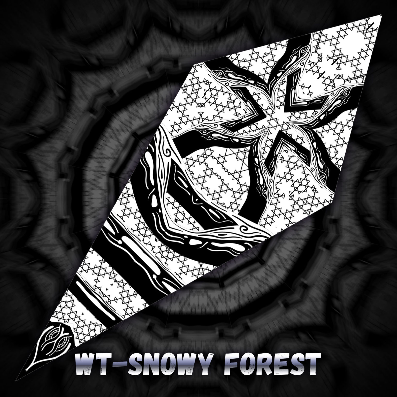 Winter Tale - Snowy Forest - Psychedelic Black&White Ceiling Decoration Canopy - Petal Design Preview