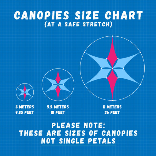 6-Petals Canopies Size Chart