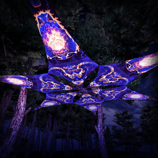 Magic Mushroom Werewolves - Moon - Psychedelic UV-Reactive Canopy - 6 petals set - 3D-Preview