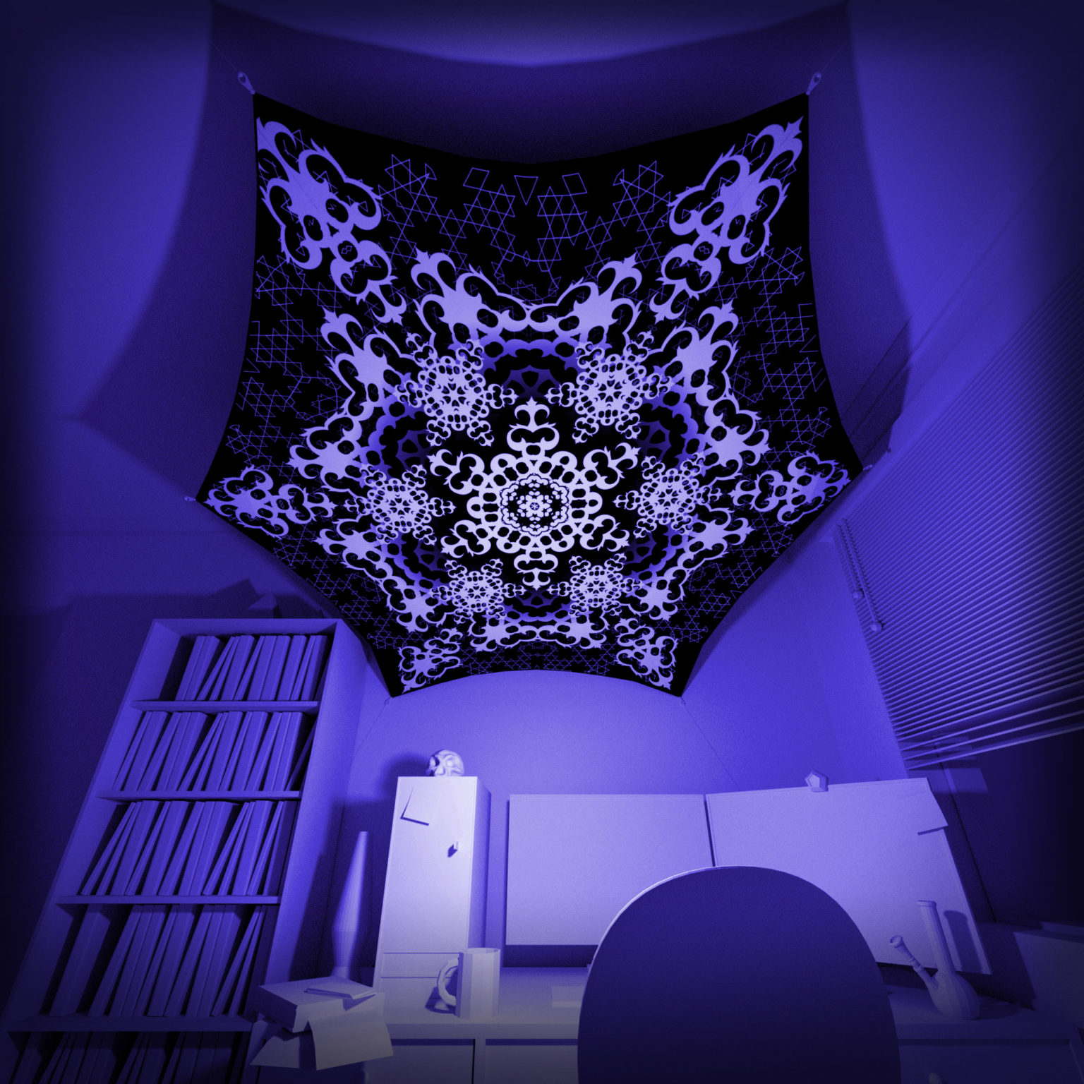 Winter Tale - WT-BW-HX01 - Psychedelic Black&White Hexagon - 3D Preview